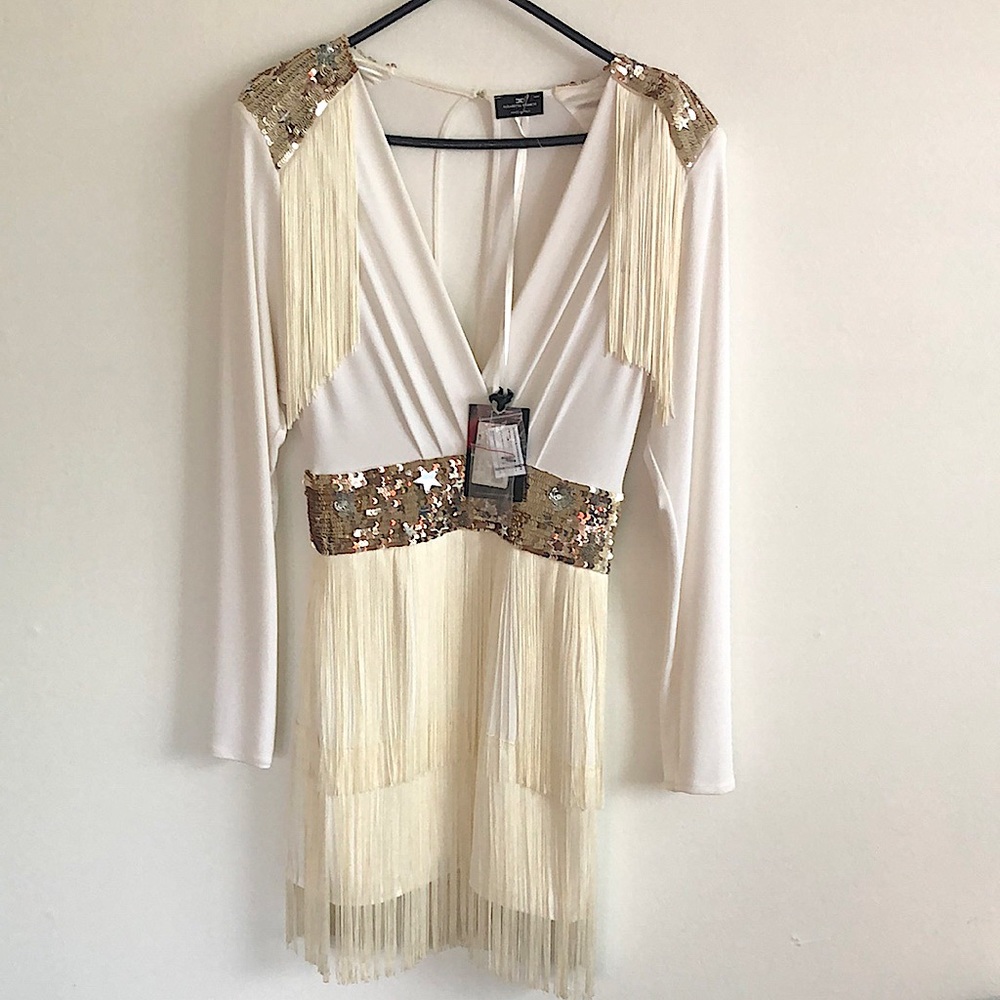 White sexy dress, Long sleeve, Italian designer